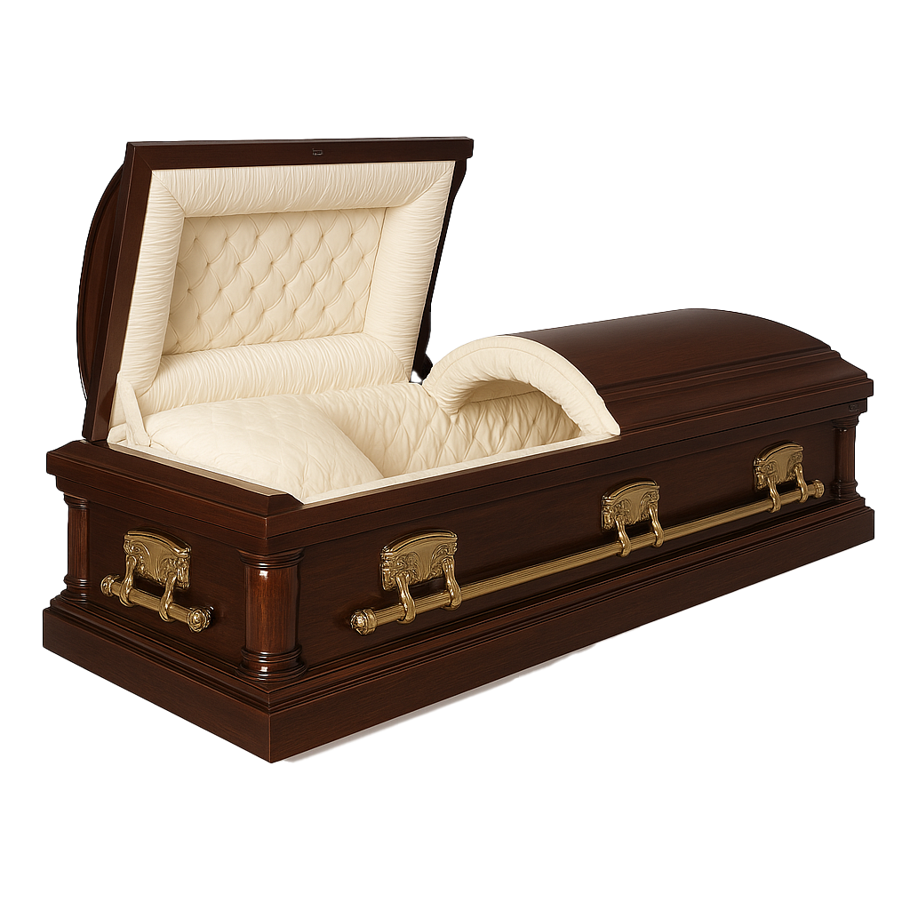Premium coffin with two doors and gold handles