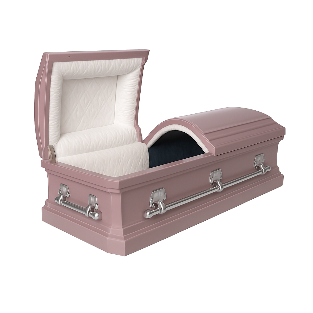 Premium coffin, with two doors, dark pink color